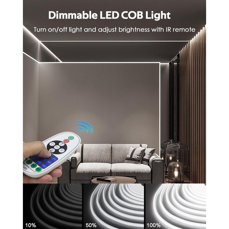 Samsion 65.6FT COB Led Strip Lights Cold White AC 110V~120V