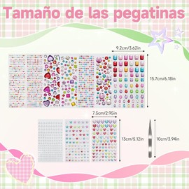 2742 Piezas Diamantes Autoadhesivas Brillos Para Decorar Enviar pinzas. Decoración De Manualidades,Uñas,Maquillaje de Cara o Cabello para Día Festivo,Las pinzas de punta recta son fáciles de usar.