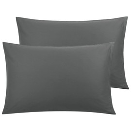 PiccoCasa 100% Cotton Pillowcases Set of 2, Soft Breathable Pillow Covers with Zipper Closure Bedroom Modern Hotel Pillow Case Dark Grey 50 x 75cm