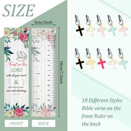 20 Pieces Bible Verses Inspirational Scripture Bookmark Motivational Positive Page Marker with Cross Pendants for Church Supplies, Schools and Ministries (Watercolor Flower Style)