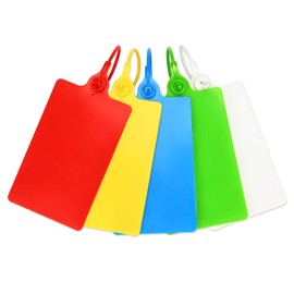 LeadSeals 100 Plastic Tags Shipping Tags Water Proof Tags for Labeling Shipping Labels Security Seals Writable Marker Ties Hanging Tags Storage Tag with One Marker Pen (Mixed 5 Color)