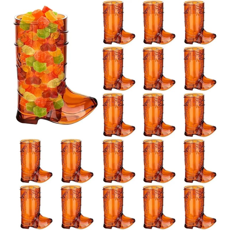 20 Vasitos Botas Vaquero Shots Caballitos Plástico 1 Oz Choc