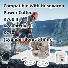 Magimaker 51mm Cylinder Assembly Compatible with Husqvarna Power Cutter Saw K760 II K760 Active II K770 Replace 581476102 581476103