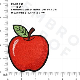 EMBRO BOF - Parche de manzana brillante de 3.5 pulgadas, parche para planchar de manzana roja fría - parches bordados para el profesor para mochilas
