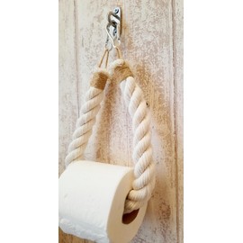 Solenzo - Vintage Toilet Roll Holder - Towel Holder - White Rope - Nautical Style