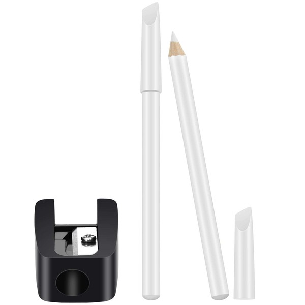 2 Pieces White Nail Pencil and Pencil Sharpener Set, 2