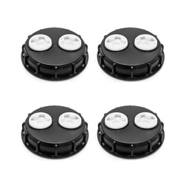 QWORK IBC Tote Tank Cap, 4 Pack 6.5 inches High Chemical Resistance IBC Tank Lids Cover with Double Vent Holes, IBC Tank Fitting Plastic Lid, Fine Thread, Black
