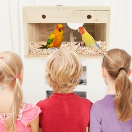 iDMRURvm Solid Wood Parrot Breeding Box Bird Breeding Box Bird Breeding Box Bird House Wooden Bird House with Rest Area Pet Warm Incubation Breeding Box Bird Pairing Box