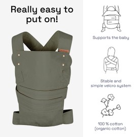 Marsupi 2.0 - marsupi Baby Carrier for Newborns - from Birth up to 15kg - Lightweight and Compact Baby Carrier - Hook and Loop, Sturdy Easy Fastening System, Olive XL