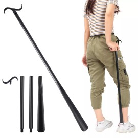 JJDPARTS 35" Long Dressing Stick with Shoe Horn with Sock Removal Tool, Adjustable Ext...