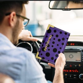 Glamified - New Leather Oyster Travel Card Bus Pass Holder Wallet Rail Card Cover CASE (Polka Dot(Purple))