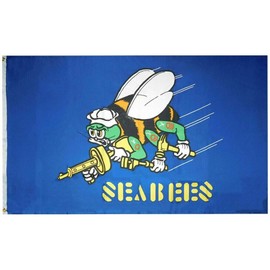 2X3 United States Navy Seabees Blue 100D Woven Poly Nylon 2'x3' Flag Banner