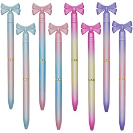 Maydahui Stylish Oil-based Bow Tie Bow Tie Colorful Ballpoint Pen Set of 8 Black Ink 0.02 inch (0.5 mm) Cute Stationery Notebook Gift Present for Children Students Office