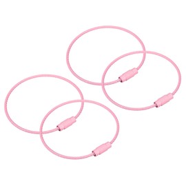 sourcing map 4Pack Cable Key Rings, 6-inch(155mm) Wire Keychain Twist Loops for Lanyards, Keychains, Luggage Tags, Light Pink