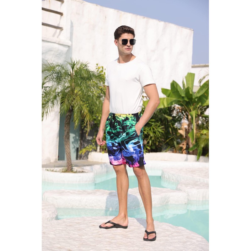 Belovecol Men's Swimming Trunks Quick-Drying Swimming Shorts with Mesh Lining