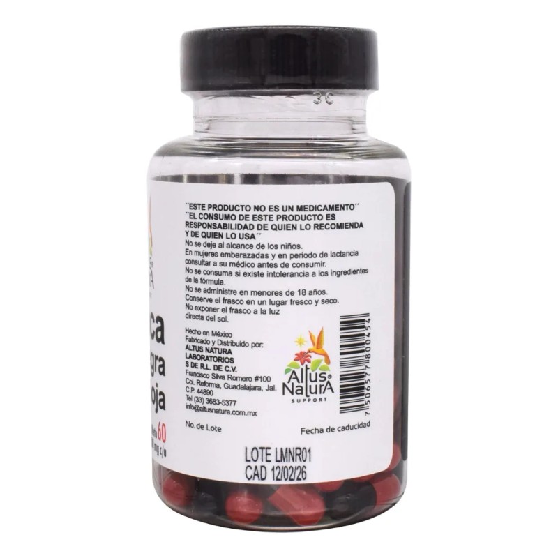 Maca Negra Maca Roja 60 Cápsulas Altus Natura Sin Sabor
