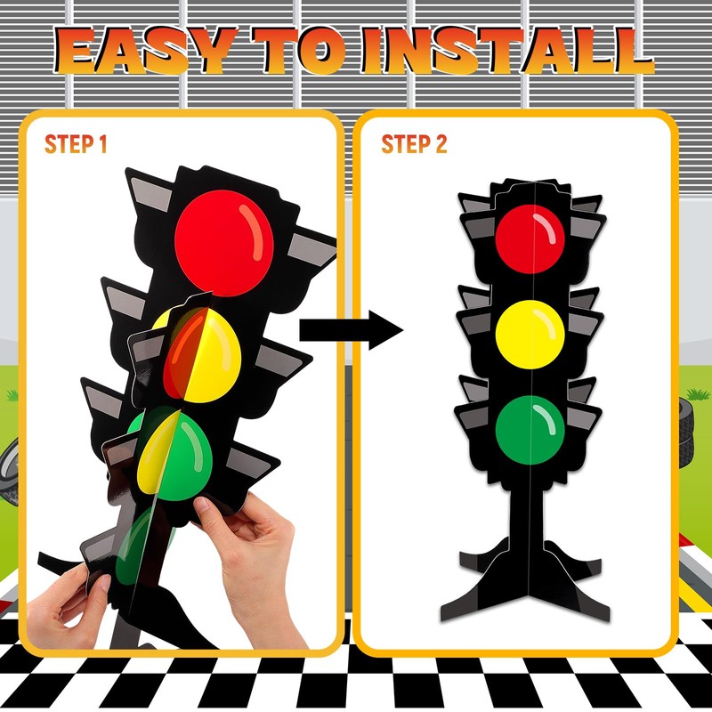 Weekgrat 6 Pcs Traffic Light Racing Car Party Centerpieces 3D