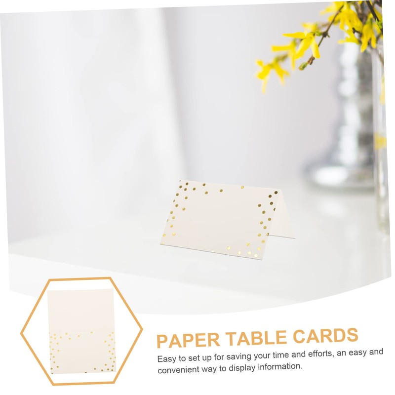 iplusmile 50pcs Gold Foil Dots Name Cards Elegant Table Tent
