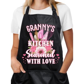 InnoBeta Grandma Apron with Pockets and Adjustable Neck Strap, Kitchen Cooking Cute Apron Gifts for Grandma on Mother's Day,Birthday,Christmas, Granny's Kitchen
