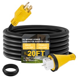 Suplevel 20ft NEMA L14-30P to SS2-50R RV Marine Power Generator Adapter Cord, 30Amp Twist Lock Generator L14-30P Male to 50Amp Marine Shore Power SS2-50R Female with Locking Ring, ETL Listed