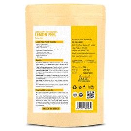 Herbs Botanica Organic Lemon Peel Powder Citrus Peel Organic 5.3 oz /150 gms 100% Natural | Anti Tan Face Mask, Face Pack