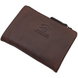 myledershop Cowhide Leather Wallet with RFID & NFC Protection, brown, Modern