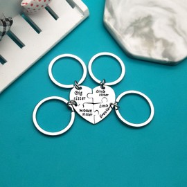 Ximalun Sister Brother Keyring Gifts 4pcs Split Heart Sister Brother Matching Keyring Little Brother Gifts from Sister Christmas Birthday Gifts Family Gifts for Sister Brother