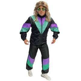 Foxxeo Black 80s tracksuit costume for men, size S - XXXL