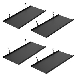 PEKGRIL 17X8 Inch Large Pegboard Shelves Set of 4, Metal Peg Board Shelves Accessories, Flat Display Shelves for Pegboard, Metal Retail Display for Storage and Organization, Black