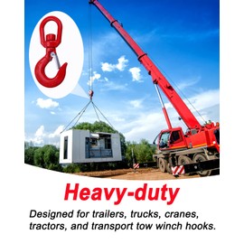 WENHUALI WENHUALI 1 Ton Swivel Lifting Hook Heavy Duty, Round Rotating Hook with Safety Latch, High Quality Alloy Steel Resistant Corrosion for Lifting Chains Port Transportation Factory 1T 2T 3T 5T