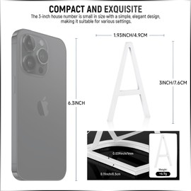 VONDERSO 3 Inch Self-Adhesive Mailbox Numbers and Letters for Outside, Thick Foam Adhesive for Strong Adhesion, Aluminum Alloy with Crystal Powder Coating, Stain-Resistant, Rustproof (White Letter A)