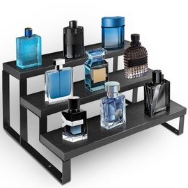 3 Tier Cologne Stand for Men,12 Inch Wooden Perfume Organizer for Dresser Waterproof Cologne Stand with Anti-Slip Washers for Makeup,Figures,Cupcake,Perfume,Dessert,Display Risers Stand for Organize