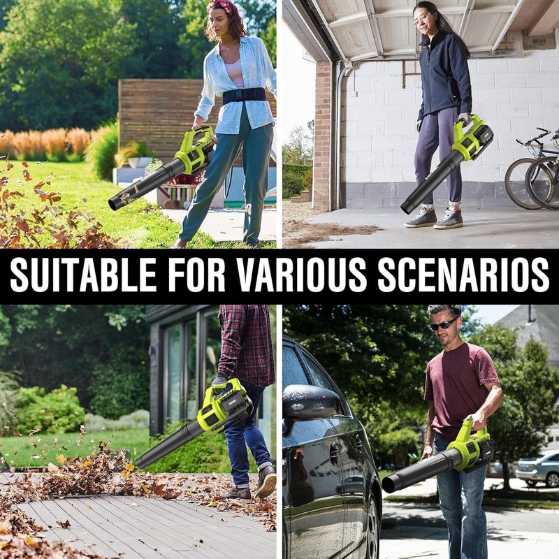 Leaf Blower Cordless 20V Powerful Electric Leaf Blower with 2x4.0Ah