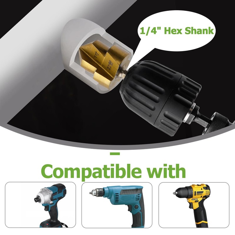Bestgle 3 Pcs PPR Lifting Step Drill Bits, 1/4" Hex