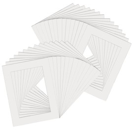 Almost Frameless - Pack of 20 - A4 Mount for A5 Print. Bright White Acid-free Picture Frame Mat, Machine Cut Bevel, White Core Museum Quality.