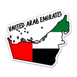 Squiddy United Arab Emirates Map with Flag - Vinyl Sticker for Car, Laptop, Notebook - 5"