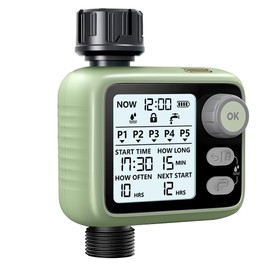 ANGROC Sprinkler Timers, 5 Separate Programs Water Hose Timer, Garden Soaker Hose Timer, Water Faucet Timer with Rain Delay/Manual/Auto Watering System, Drip Irrigation Timer for Garden, Lawn, Yard