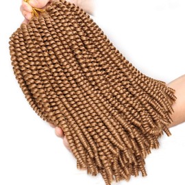 Xtrend 12 Inch Honey Blond Spring Twist Hair For Butterfly Faux Locks Synthetic Crochet Braids Hair For Black Women Mini Crochet Braiding Hair Extension 2 Packs (27#)