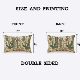 TKS MITLAN Summer Succulent Cactus Pillow Covers 12x20 Inch Retro Mexican Orange Flowers Exotic Tropical Plants Decorative Throw Pillow Covers Cushion Case for Home Sofa Couch Decoration