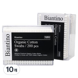 Viantino Italian Organic Cotton Premium Cotton Swab 26BRS301, 10 pieces, 200 pieces / 비앙티노 이탈리아 오가닉 코튼 프리미엄 면봉 26BRS301, 10개, 200개입