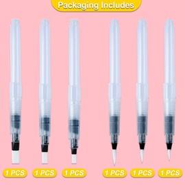 Water Tank Brush Refillable Watercolour Pencils - Pack of 6 Tip and Flat Tip Watercolour Pencils, Watercolour Brush for Painting, Colour Mixing and Calligraphy, Watercolour Brush for Drawing