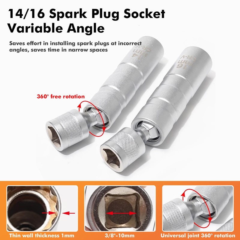 VOBOR Spark Plug Wrench 14 mm 16 mm Pack of