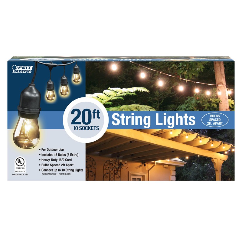 Feit Electric 20ft Incandescent and Weatherproof String Lights with 10