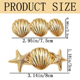 KuuGuu 4 PCS Gold Starfish Hair Clips Metal Seashell Hair Clip Summer Holiday Small Spring Barrettes Fashion Non Slip Side Hairpins Cute Shell Headdress Grace Beach Hair Accessories for Women Girls