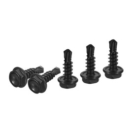 DTGN #10x1/2" Hex Washer Head Self Drilling Screws - 100Pack - Good for Machine - 410 Stainless Steel Black Oxide - Self Tapping Sheet Metal Screws