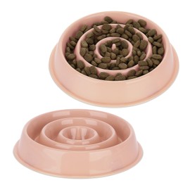 2 x Anti Slip Bowls, Feeding Bowl for Dogs, Pet Bowl, 400 ml, Slow Eating, Dog Bowl Dishwasher Safe, Pink