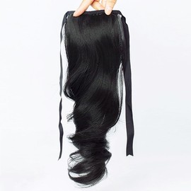 Short 30cm Wavy Pony Tails Hair Extension Synthetic High Ponytail Hairpiece Easy Tie Up Ponytail for Women Daily Use(Natural black)