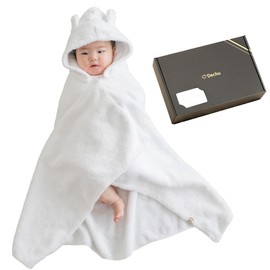 Dechu Dermatologist Recommended Baby Bathrobe, Baby Shower, Gift, Kids, Swaddling, Made in Japan, Boys and Girls (Marshmallow White)