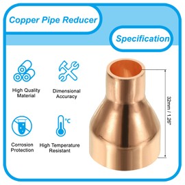 PATIKIL 3/4" to 1/4" Nominal Size Copper Reducer, 10pcs 99.9% Pure Copper Reducing Coupling Pressure Fitting Pipe Tube Connector Adapter with Sweat Solder