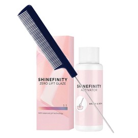 Shinefinity Zero Lift Glaze 00/56 Pink Booster Demi-Permanent Hair Color 2oz + Shinefinity Activator 2oz + M Hair Designs Tail Comb (Bundle)